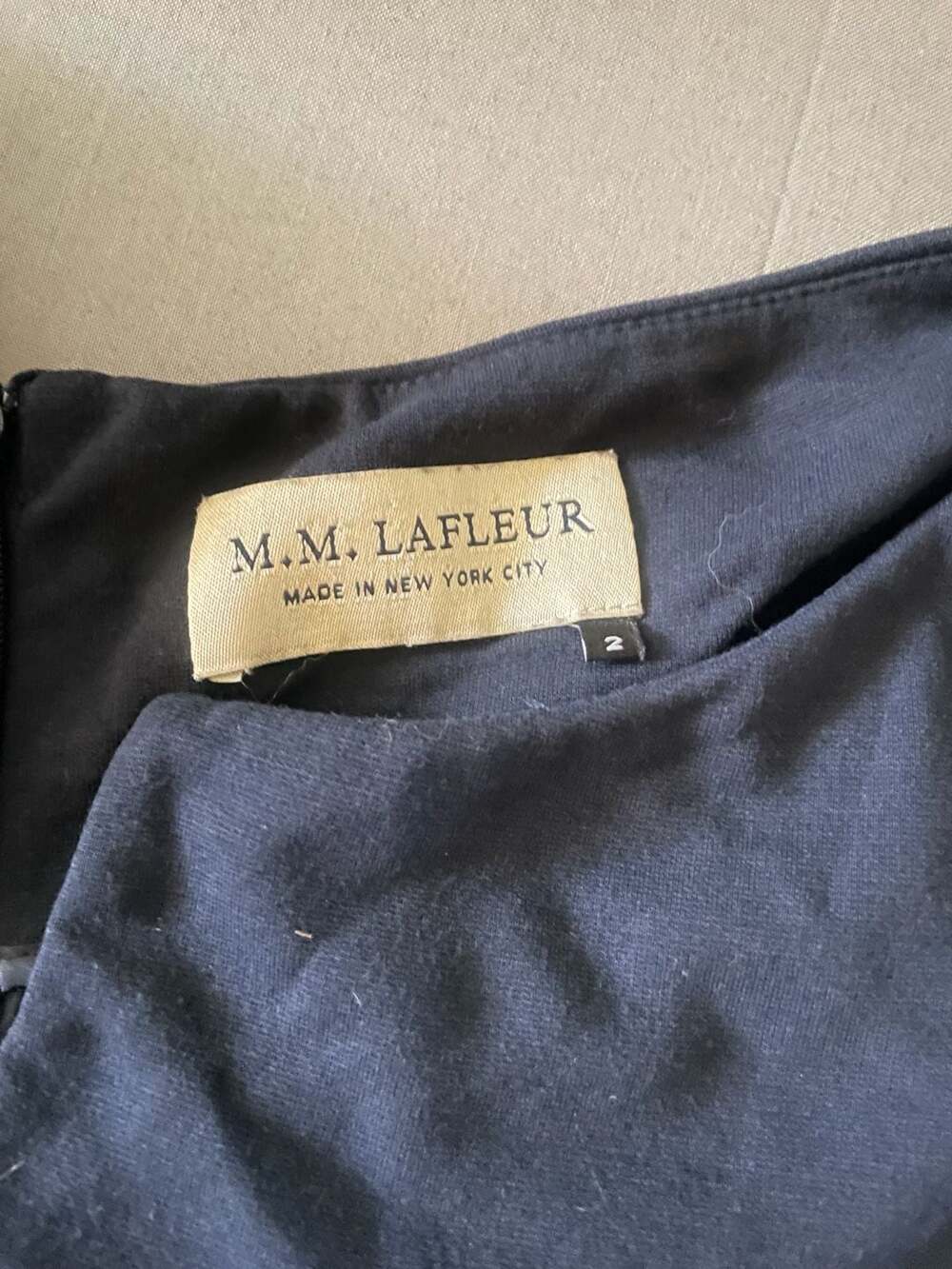 M.M.LaFleur Navy Notch Neck Sheath Midi Dress - Picture 3 of 6